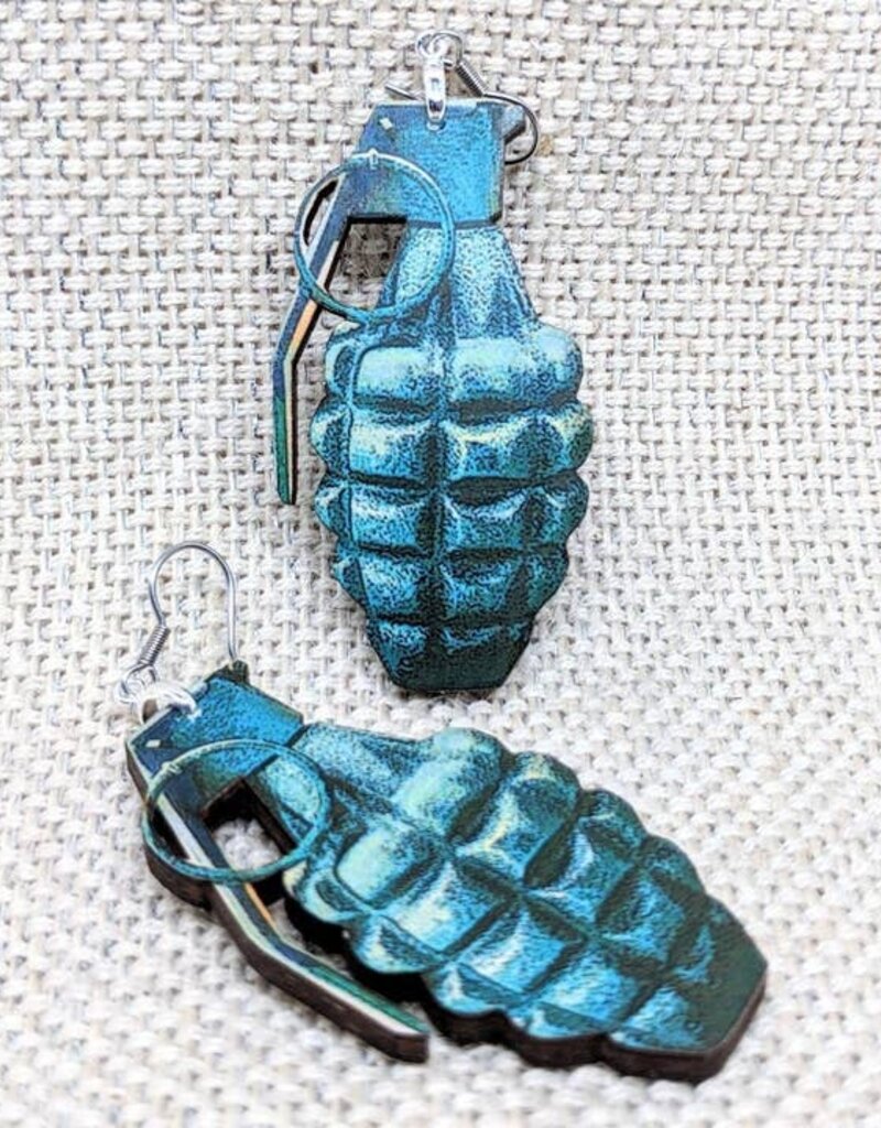 Blue Grenade Earrings