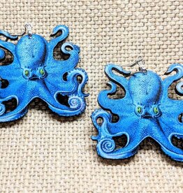 Blue Octopus Earrings