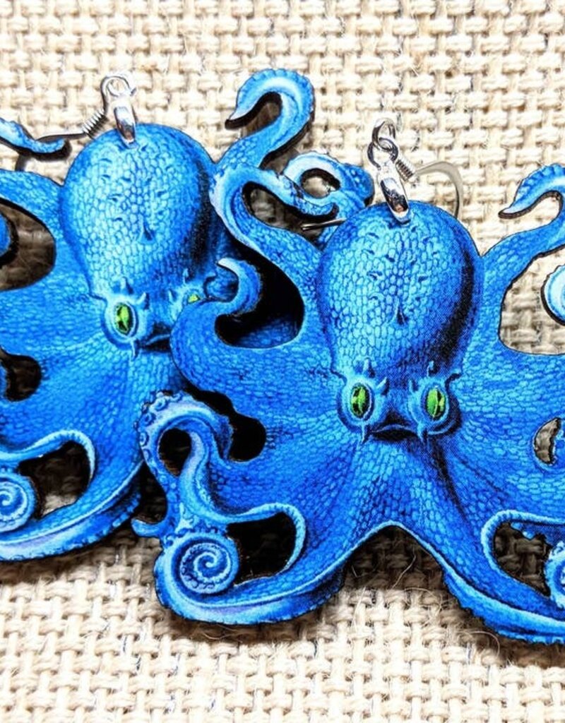 Blue Octopus Earrings