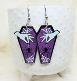 Coffin Hand Spider Earrings