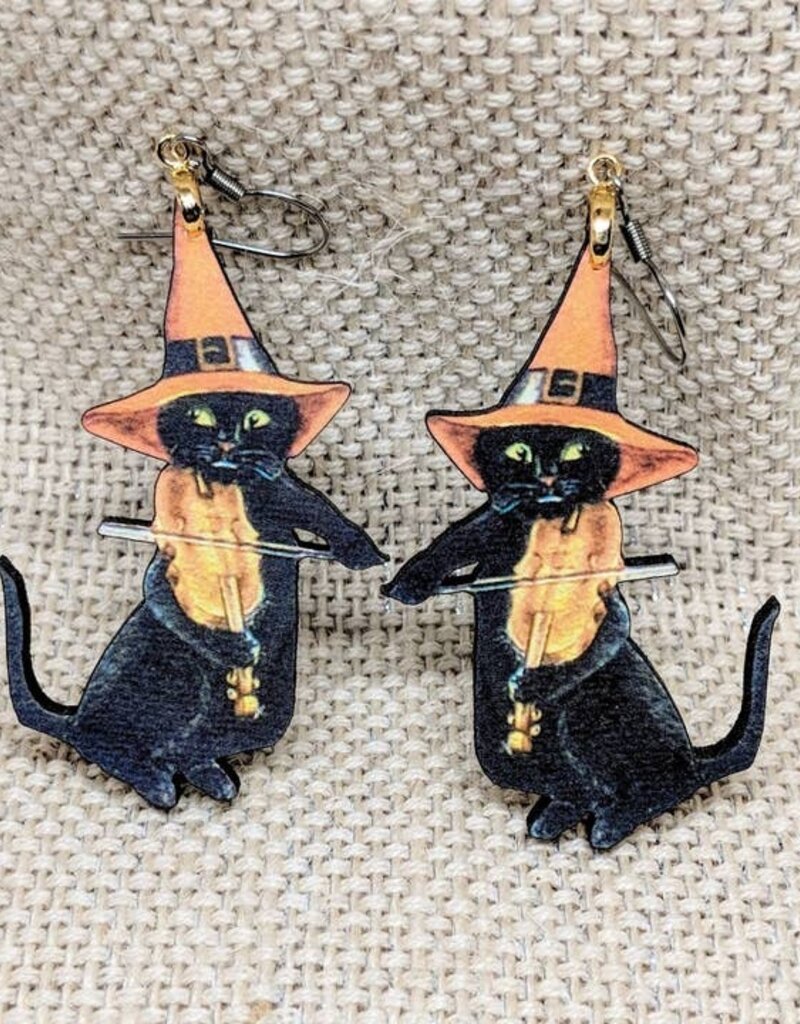 Halloween Black Cat Earrings