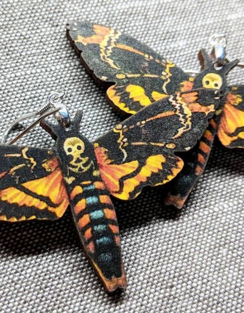 Moth-Death Moth Wood Earrings