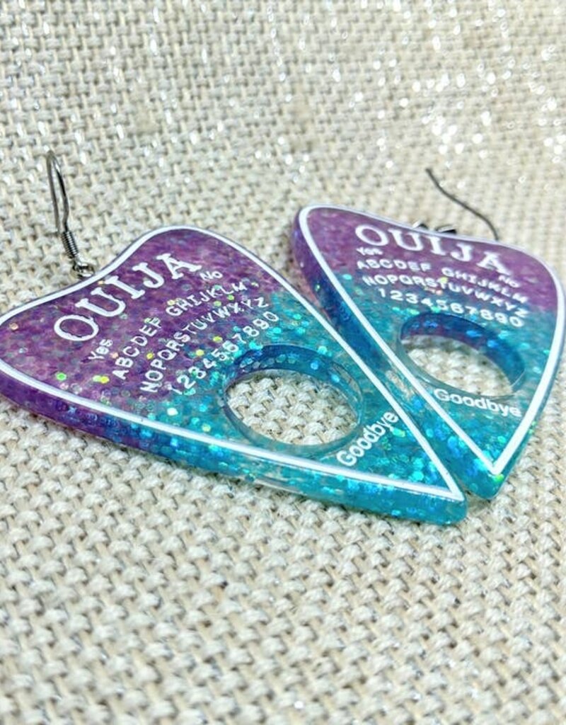 Planchette Ouija Earrings - Blue & Purple