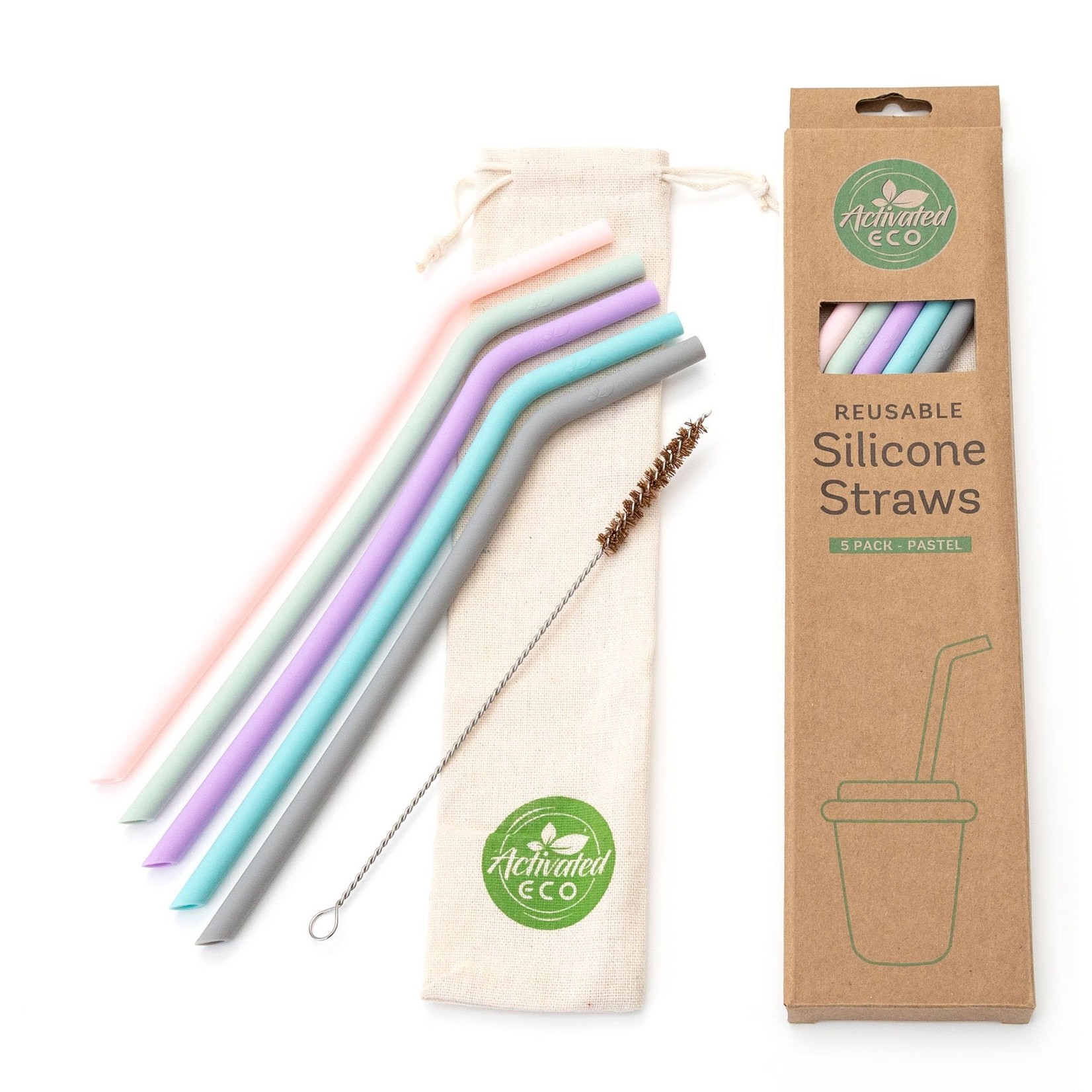 Activated Eco Silicone Straw Set (5)