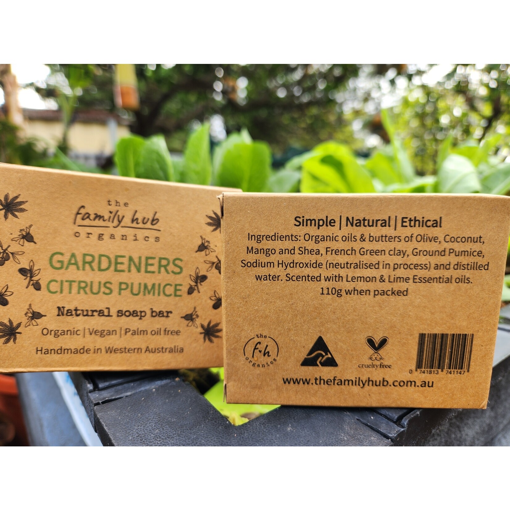 The Family Hub Organics Gardeners Pumice Soap Bar 110g