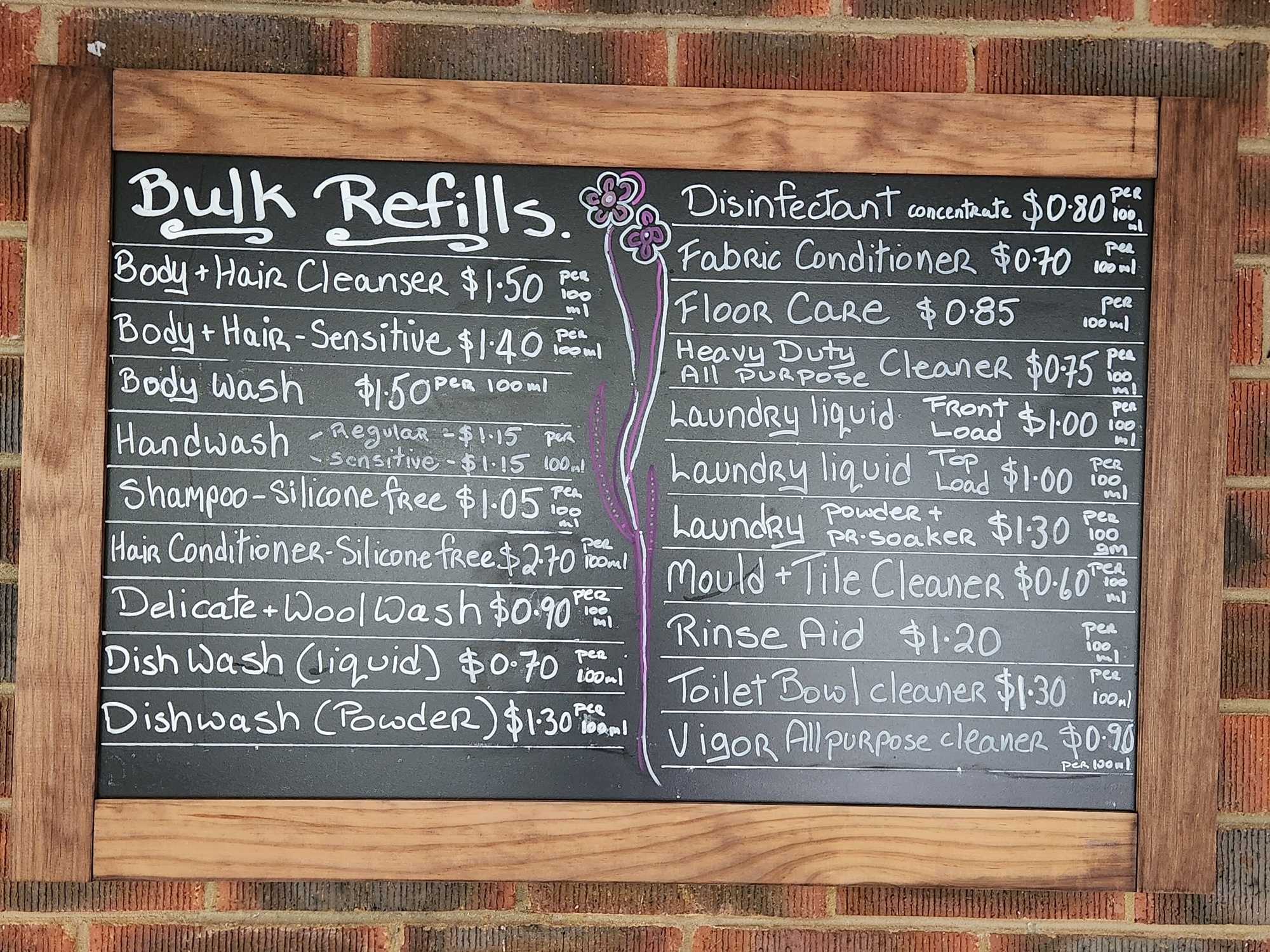 Bulk Refill priceboard