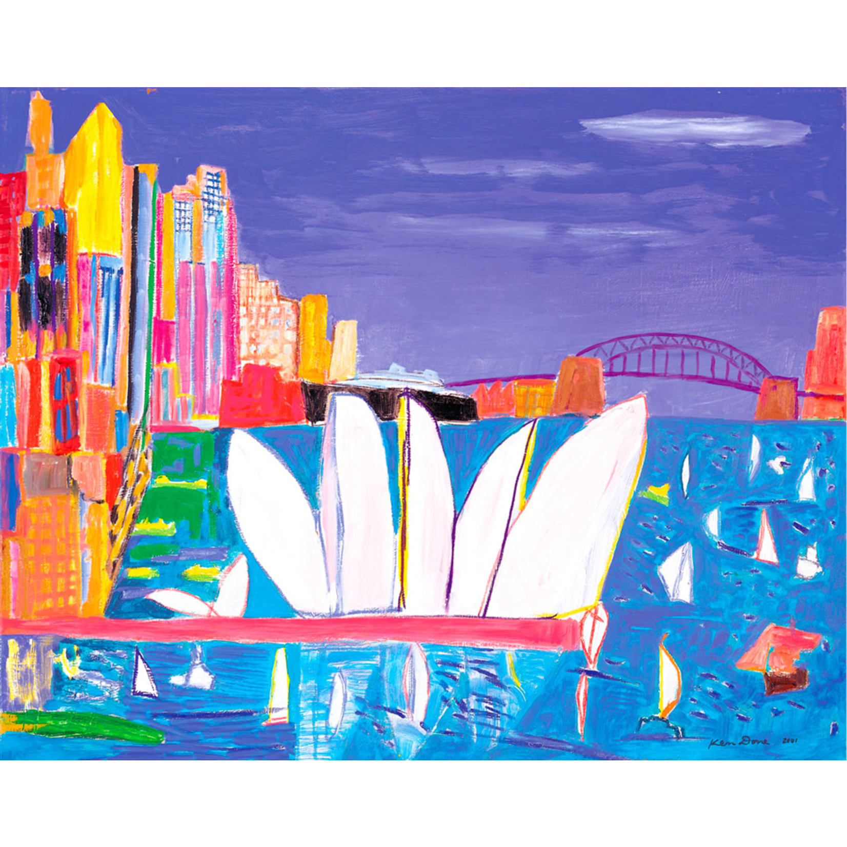 Limited Edition Prints Sydney Harbour, turquoise sea, black liner, 2006