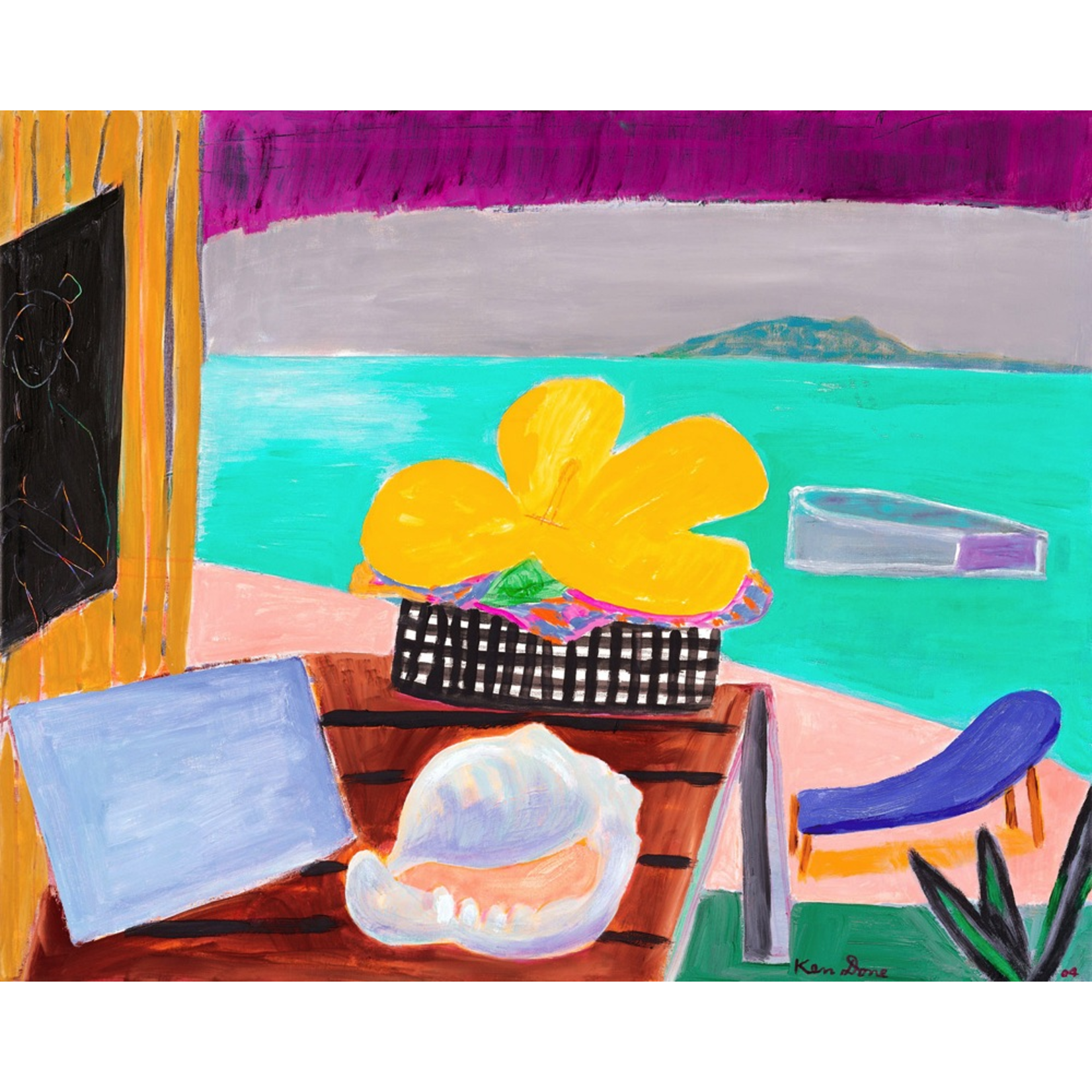 Limited Edition Prints Yellow hibiscus and blue chair, 2004