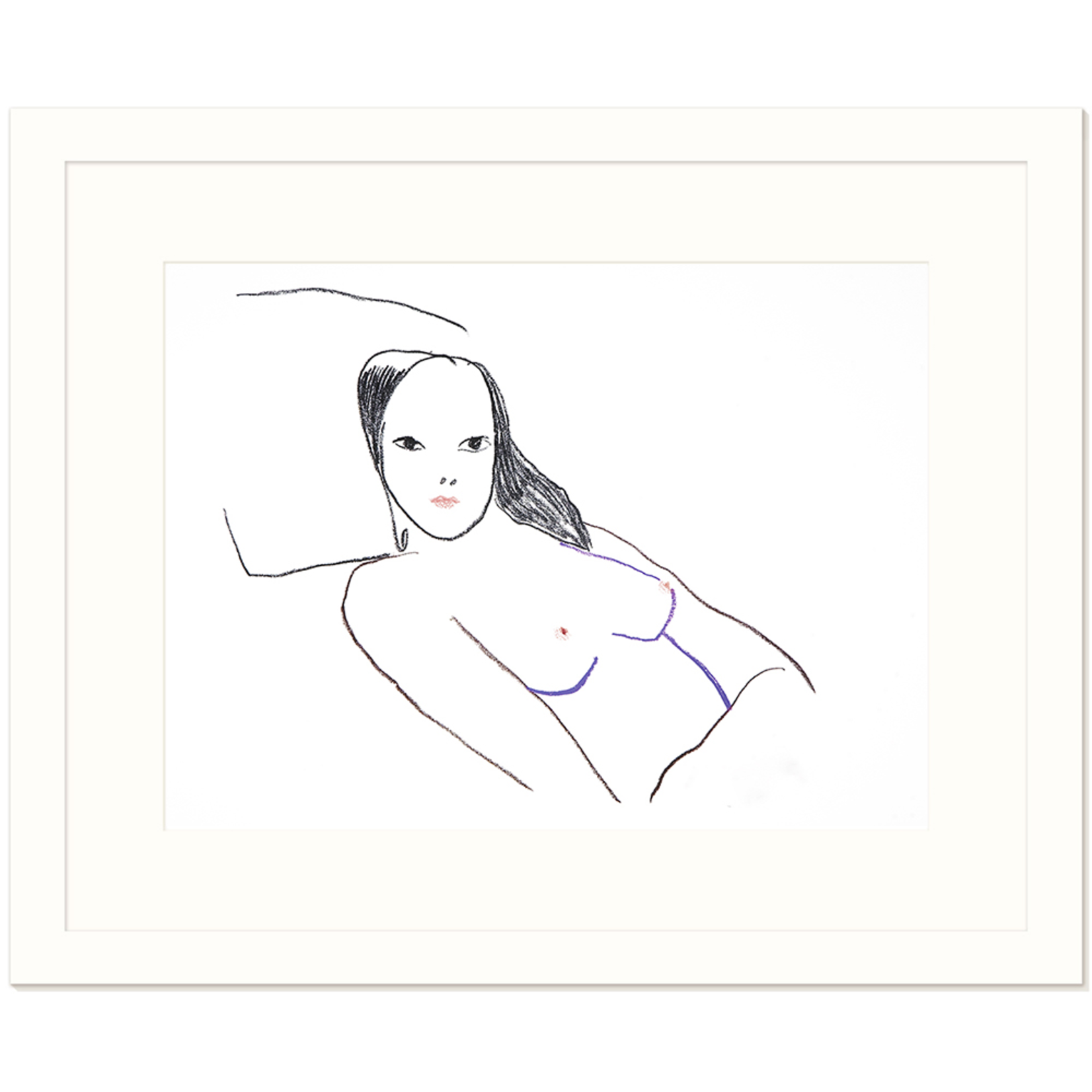 Limited Edition Prints Reclining nude, 2000 hand-coloured print