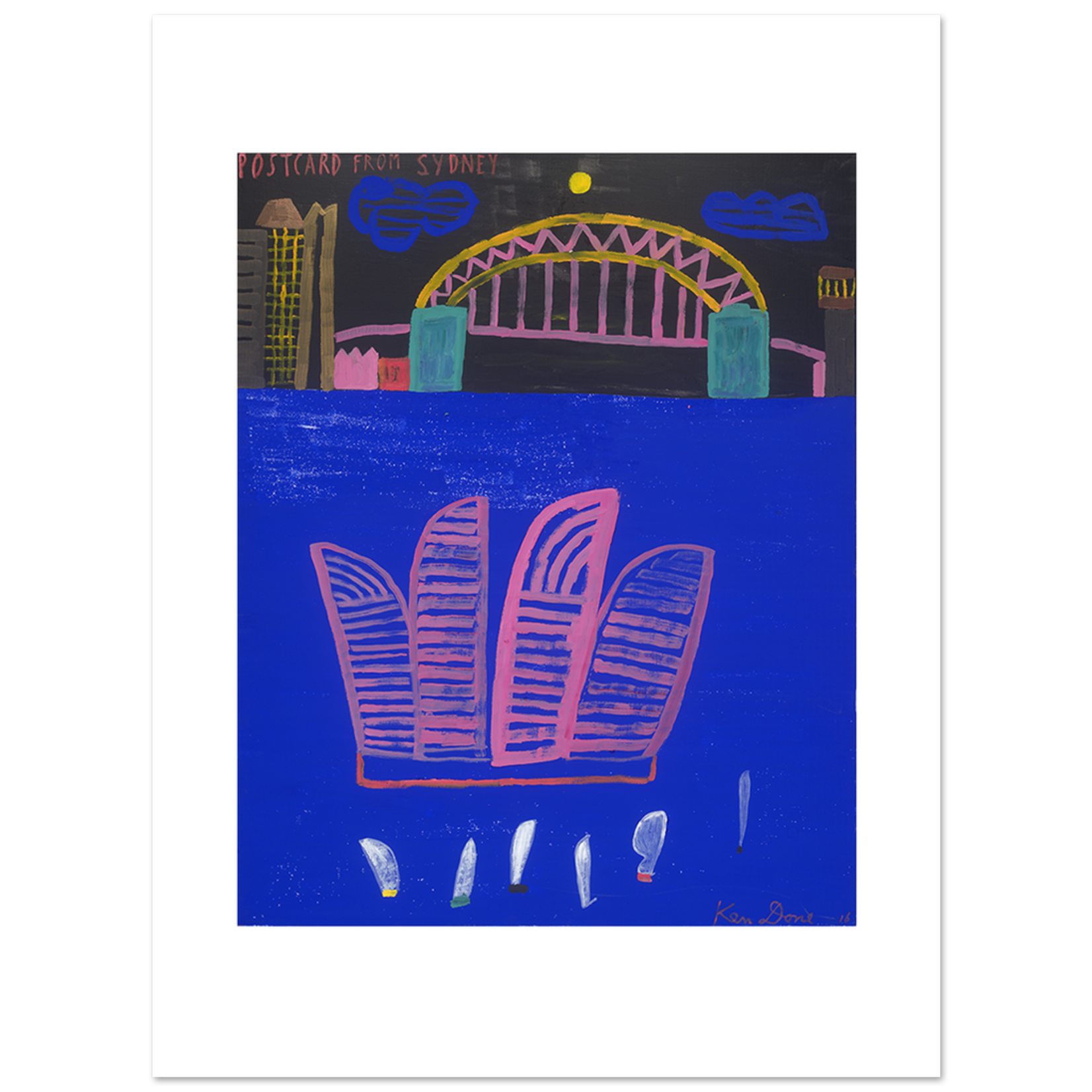 Limited Edition Prints Postcard from Sydney, pink Opera House, 2016