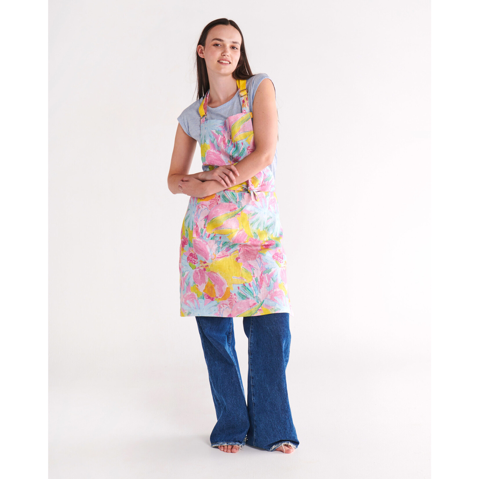 Homewares 'Pastel Blooms' Linen Apron - Kip&Co x Ken Done