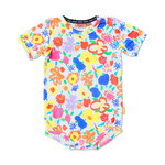 Kids 'Summer Floral' White Organic Short Sleeve Romper - Kip&Co x Ken Done