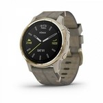 Garmin fēnix® 6S Sapphire - Light Gold-tone with Shale Gray Leather Band