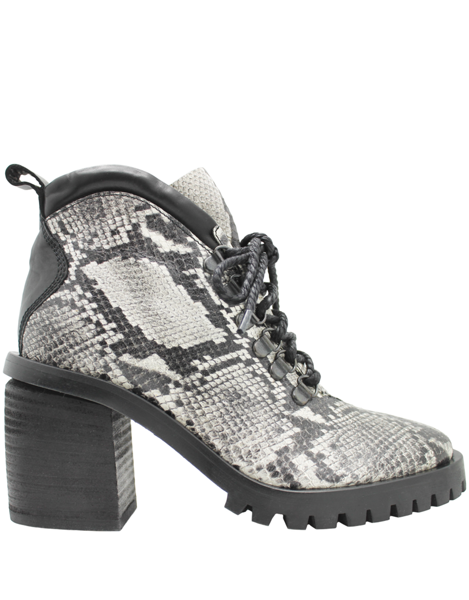 Now Now Snake Print Medium Heel Lace-Up Hiker Boot 5931