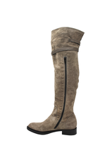 Now Now Taupe Suede 2 Buckle Over The Knee Inside Zipper 6002