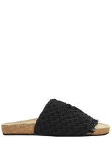 Strategia Black Macrame Slide With Cork Bottom 4546