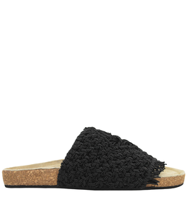 Strategia Black Macrame Slide With Cork Bottom 4546