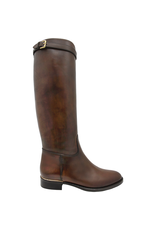 Eclat Cognac Riding Boot With Buckle Detail+ Side Zipper 1000