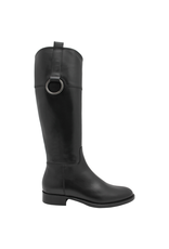 Eclat Black Riding Boot With Ring Detail +Full Inside Zipper 7603