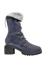 Halmanera Halmanera Blue Ruched Boot with Fur 2058