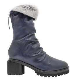 Halmanera Halmanera Blue Ruched Boot with Fur 2058