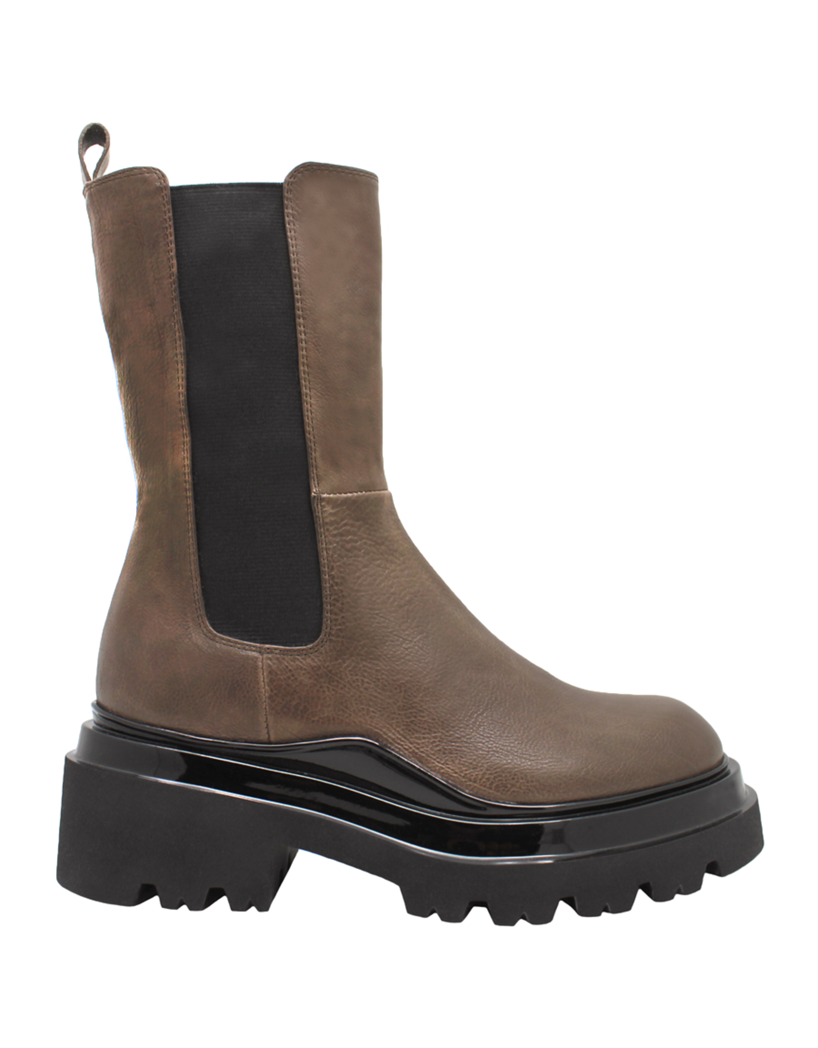 Now Now Brown Mid-Calf Chelsea Lug Sole 7117