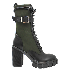 Now Now Black with Military Mid-Calf Lace-Up 7354