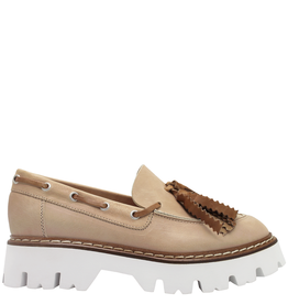 Now Now Beige Loafer with White Tread 7603
