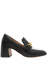 MaraBini Mara Bini Black/White Loafer with Heel and Chain Detail 9935