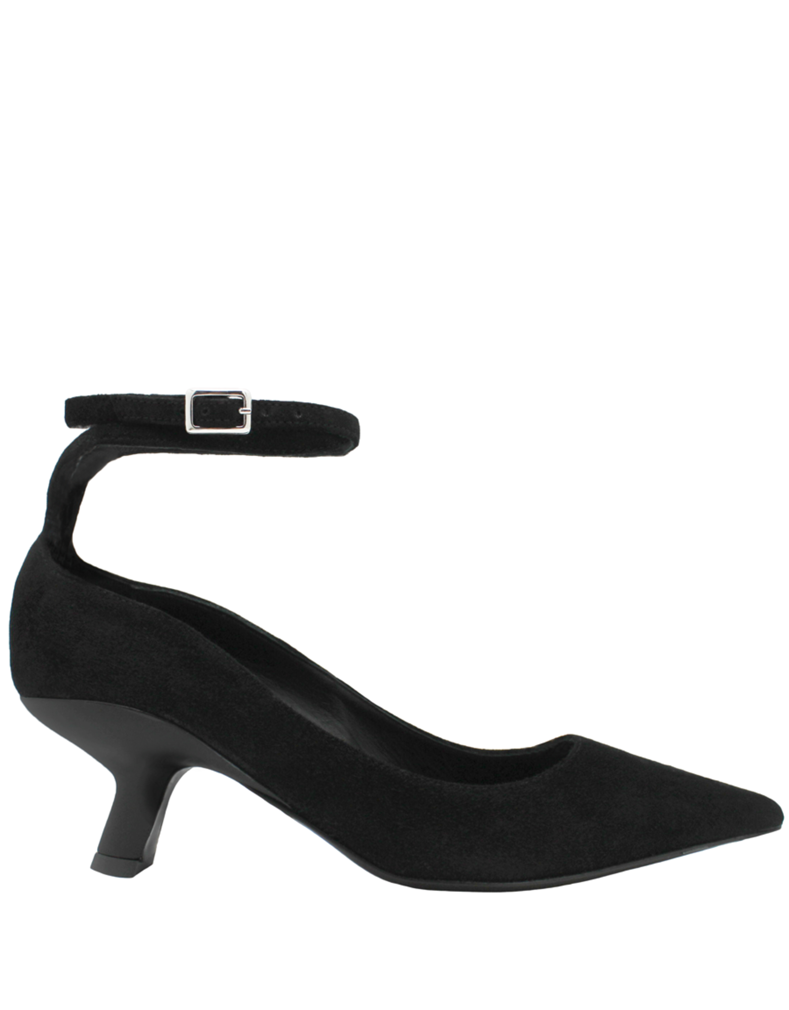 Suede Ankle Strap Kitten Heel Pumps