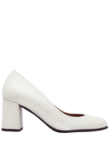 Lodi White Block Heel Pump Dega