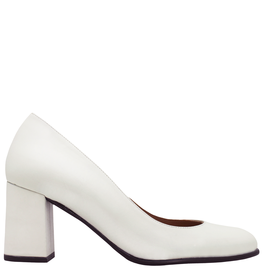 Lodi White Block Heel Pump Dega