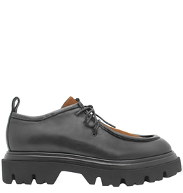 Now Now Black With Brown Lace-Up Tread Sole 7708