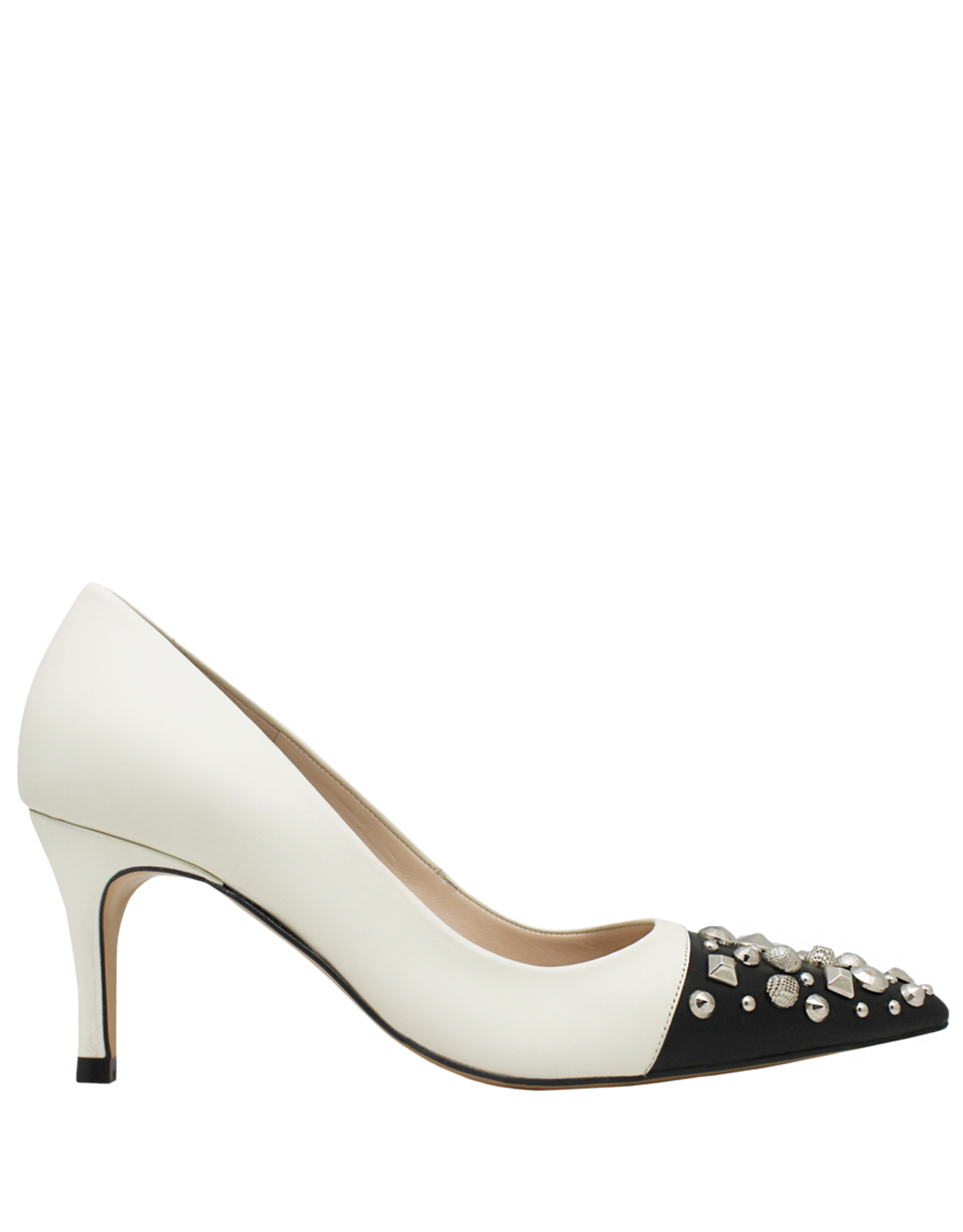 Lodi Lodi White/Black Chanel High Heel With Studs Elom