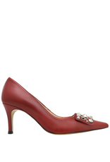 Lodi Red Pump With Rectangle Studs Esa