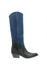 Now Now Blue Suede Western Knee Boot 7855