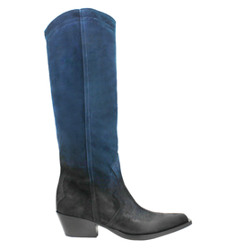 Now Now Blue Suede Western Knee Boot 7855