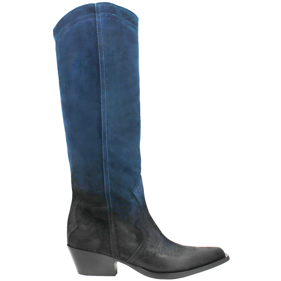 Now N4B Blue Suede Western Knee Boot 7855 Head Start Shoes