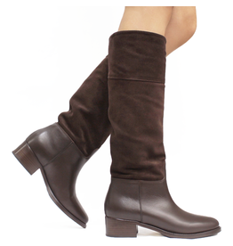 Le Pepe Chocolate Suede/Calf Riding Boot 1128