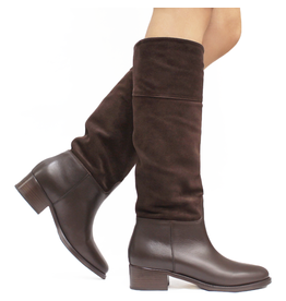 Le Pepe Le Pepe Chocolate Suede/Calf Riding Boot 1128