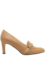 Barbato Chestnut Loafer Pump With Chain Detail 3827