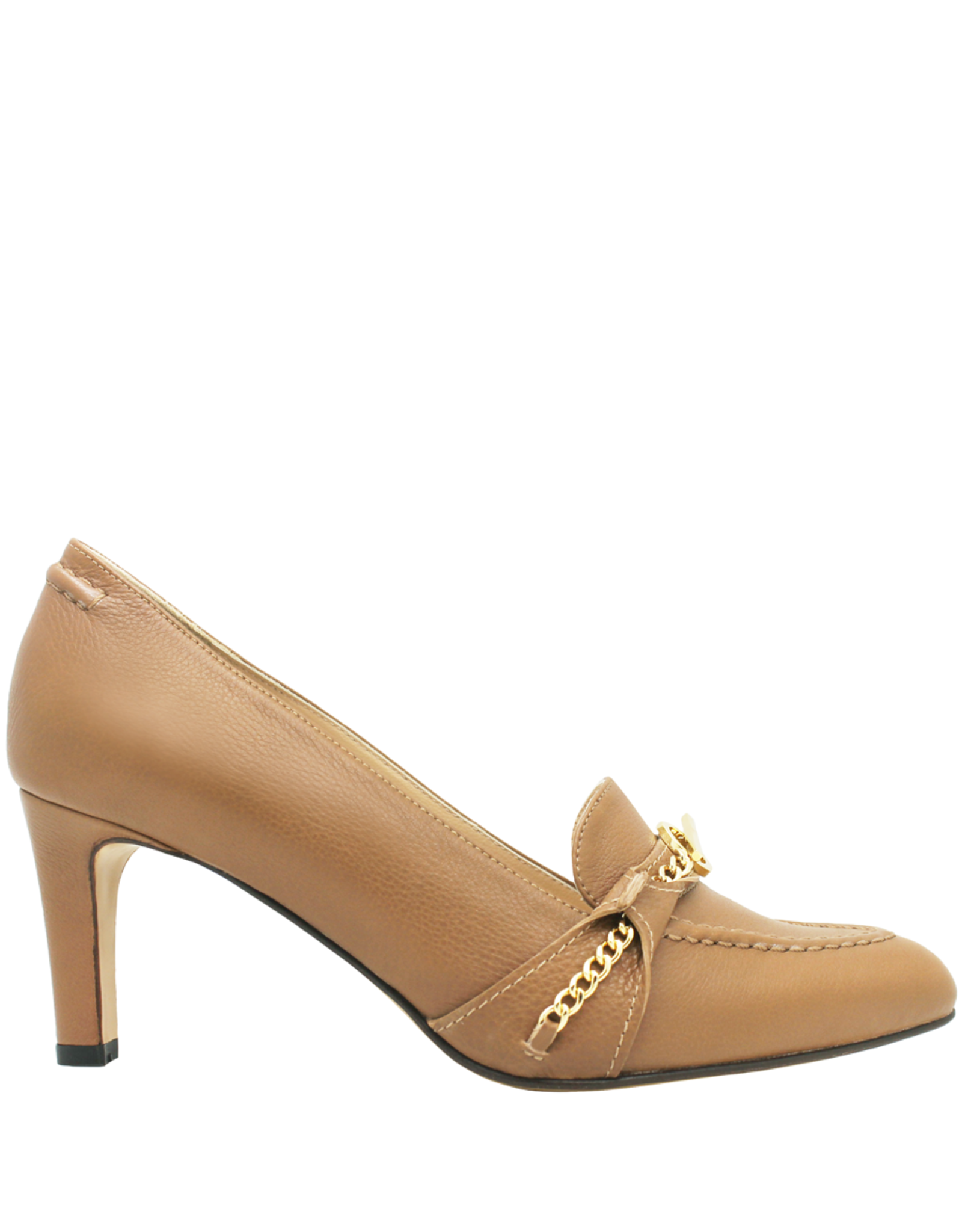 Barbato Chestnut Loafer Pump With Chain Detail 3827