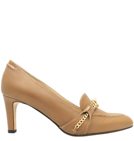 Barbato Chestnut Loafer Pump With Chain Detail 3827