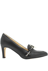Barbato Black  Loafer Pump With Chain Detail 3827