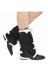ElenaIachi ElenaIachi Black/White MidCalf  Cuff Western Boot 3645