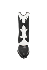 ElenaIachi ElenaIachi Black/White MidCalf  Cuff Western Boot 3645
