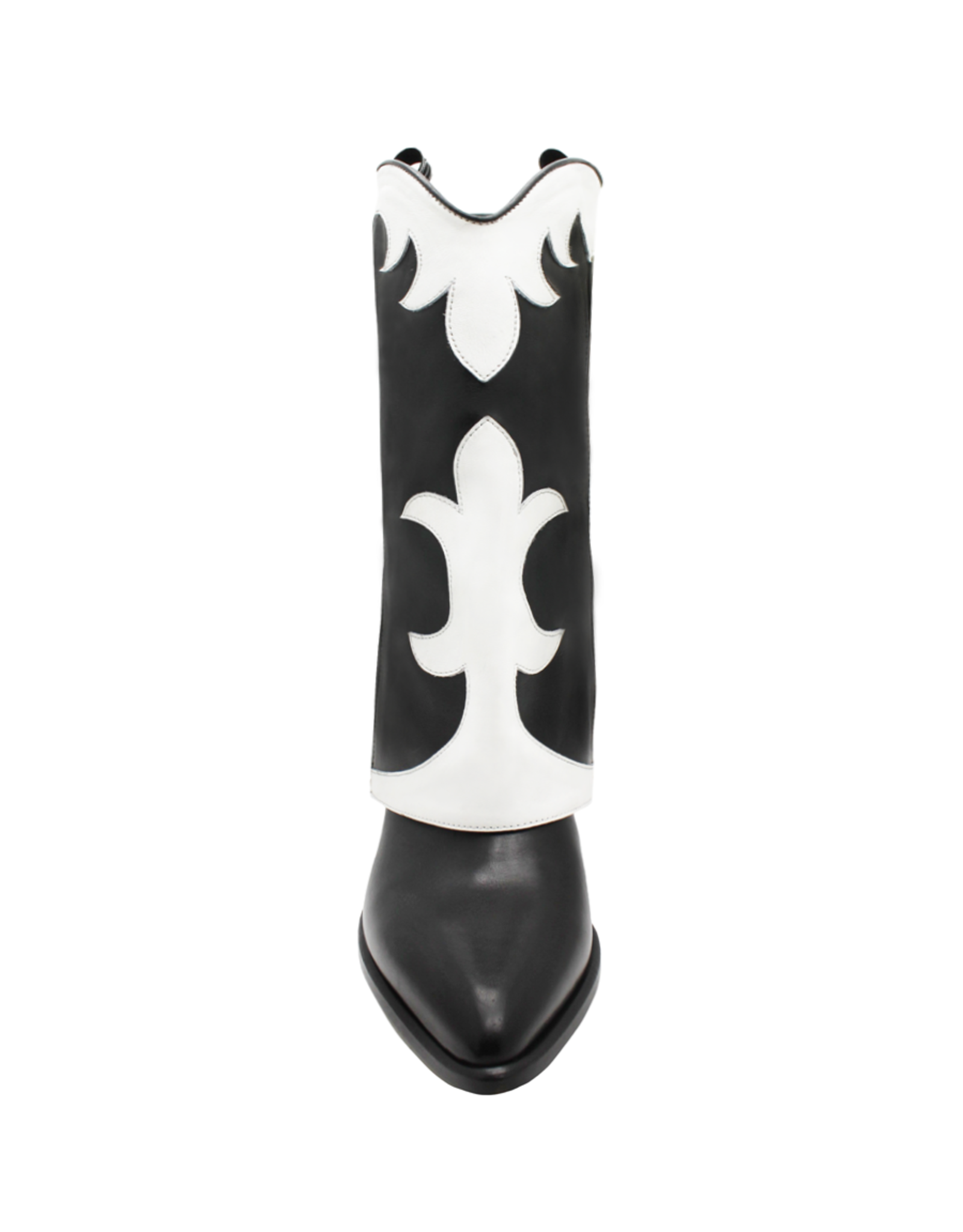 ElenaIachi ElenaIachi Black/White MidCalf  Cuff Western Boot 3645