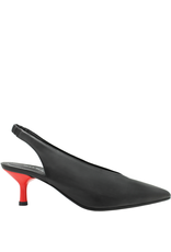 Halmanera Halmanera Black Sling Back Red Heel 3016