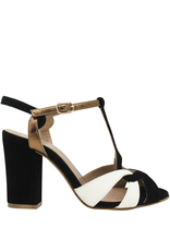 Cheville Black White T Strap Sandal Lesly