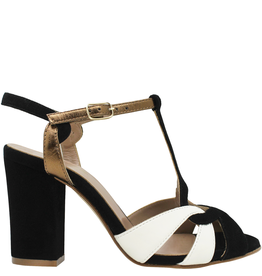 Cheville Black White T Strap Sandal Lesly